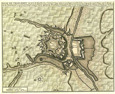 Carte de Charleroy 1693 - Fortifications Vauban